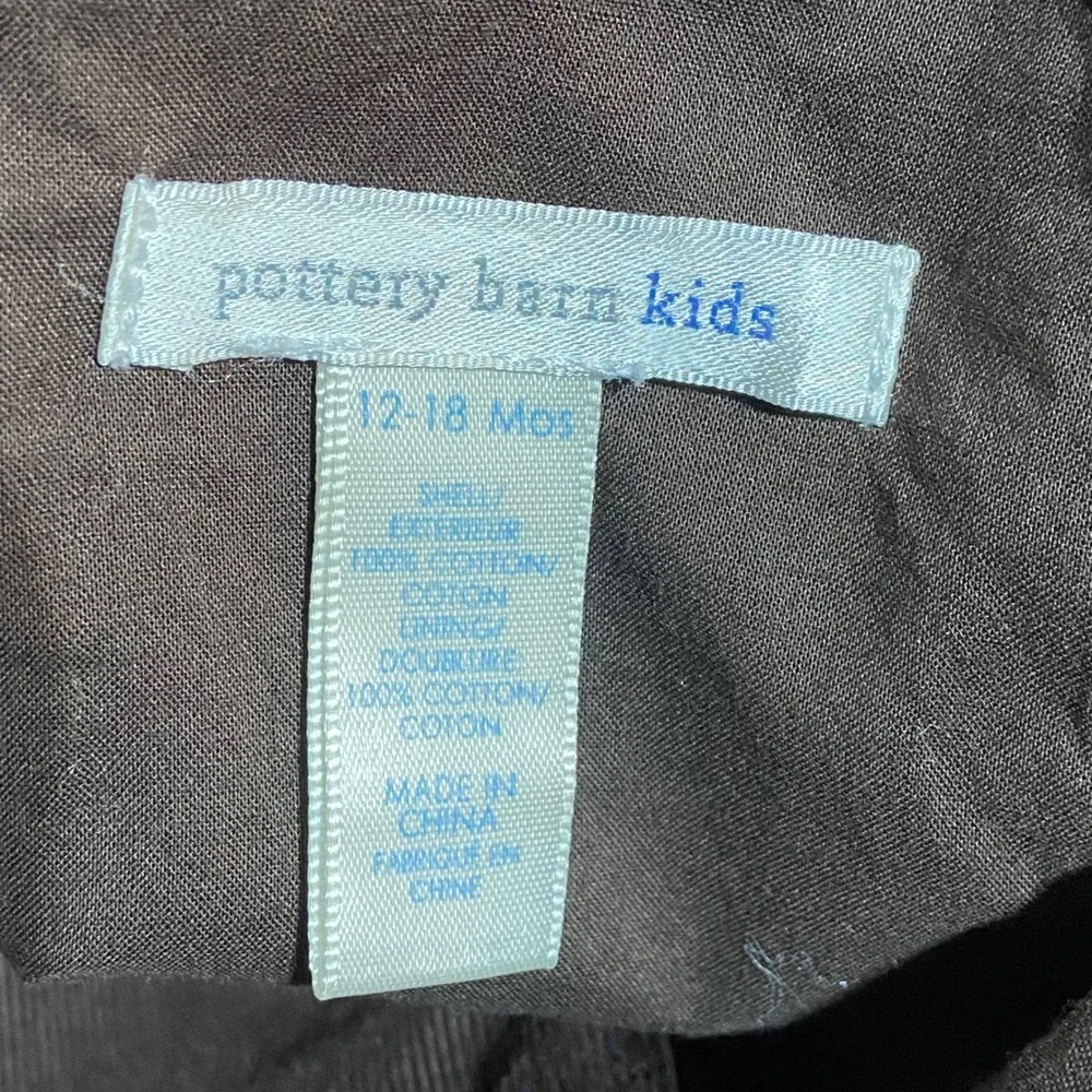 Pottery Barn Kids Brown Corduroy Pinafore Dress 12-18‎ Months Bow Detail Holiday